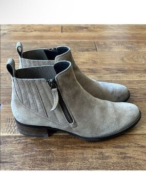 Paul Green Natalie Antelope Suede Leather Ankle Boots Tan Light Brown Size 6.5